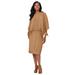 Plus Size Women's Cable Knit Cape Sweater Dress by Jessica London in Brown Maple (Size 12)