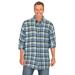 Men's Big & Tall Holiday Plaid Flannel Shirt by Liberty Blues in Shadow Blue Plaid (Size 6XL)
