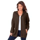 Plus Size Women's Classic-Length Thermal Hoodie by Roaman's in Chocolate (Size 2X) Zip Up Sweater