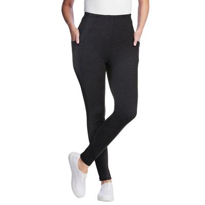 Plus Size Women's Stretch Cotton Pocket Legging by Woman Within in Heather Charcoal (Size 3X)