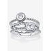 Women's .62 Tcw Sterling Silver Stack 3 Piece Cubic Zirconia Ring Set by PalmBeach Jewelry in Silver (Size 8)