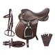 SHOWMEN CRAFT Brown Leather Beginner English Horse Saddle TACK Set Bridle REINS Girth Stirrups Irons