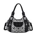 Angel Kiss Women Handbags Shoulder Bags Washed Leather Satchel Tote Bag Mutipocket Hobo Purse, #18/6802#10black