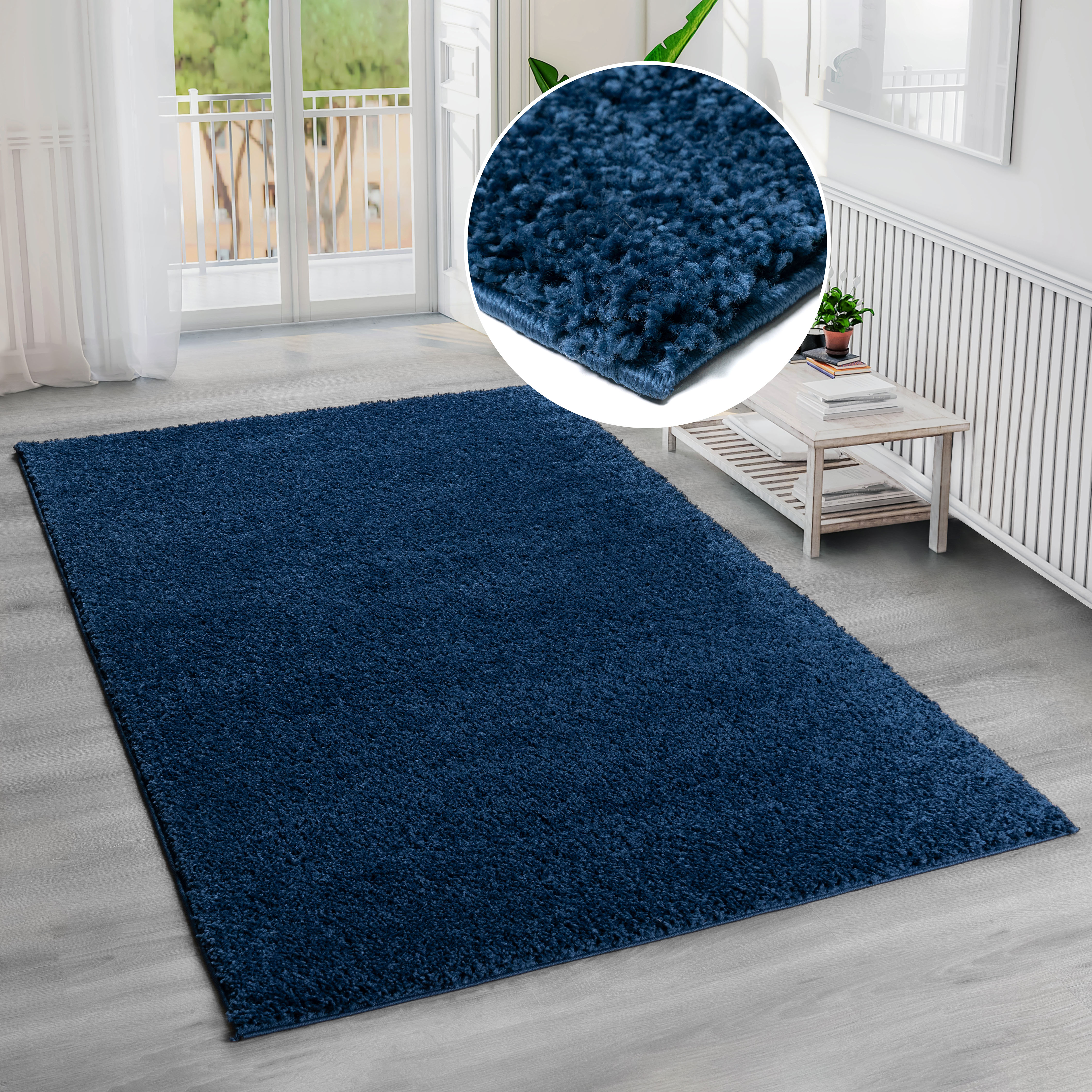 Hochflor-Teppich BRUNO BANANI "Shaggy Soft" Gr. 5, blau, B:200cm H:30mm L:200cm, Kunstfaser, Teppiche, gewebt, Uni Farben, besonders weich und kuschelig, Kundenliebling Image