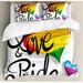 East Urban Home Pride Vibrant Big & Little Hearts Gay Lesbian Transsexual Romantic Love & Pride Duvet Cover Set Microfiber | Wayfair