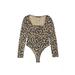 Boohoo Bodysuit: Black Leopard Print Tops - Women's Size 6