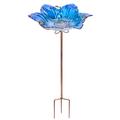 Red Barrel Studio® Glass Single Tier Birdbath Glass in Blue | 25.59 H x 11.78 W x 11.78 D in | Wayfair 7527EE64382A4329B71AA53791ECAE0B