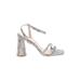 Sam Edelman Heels: Strappy Chunky Heel Glamorous Tan Snake Print Shoes - Women's Size 10 1/2 - Open Toe