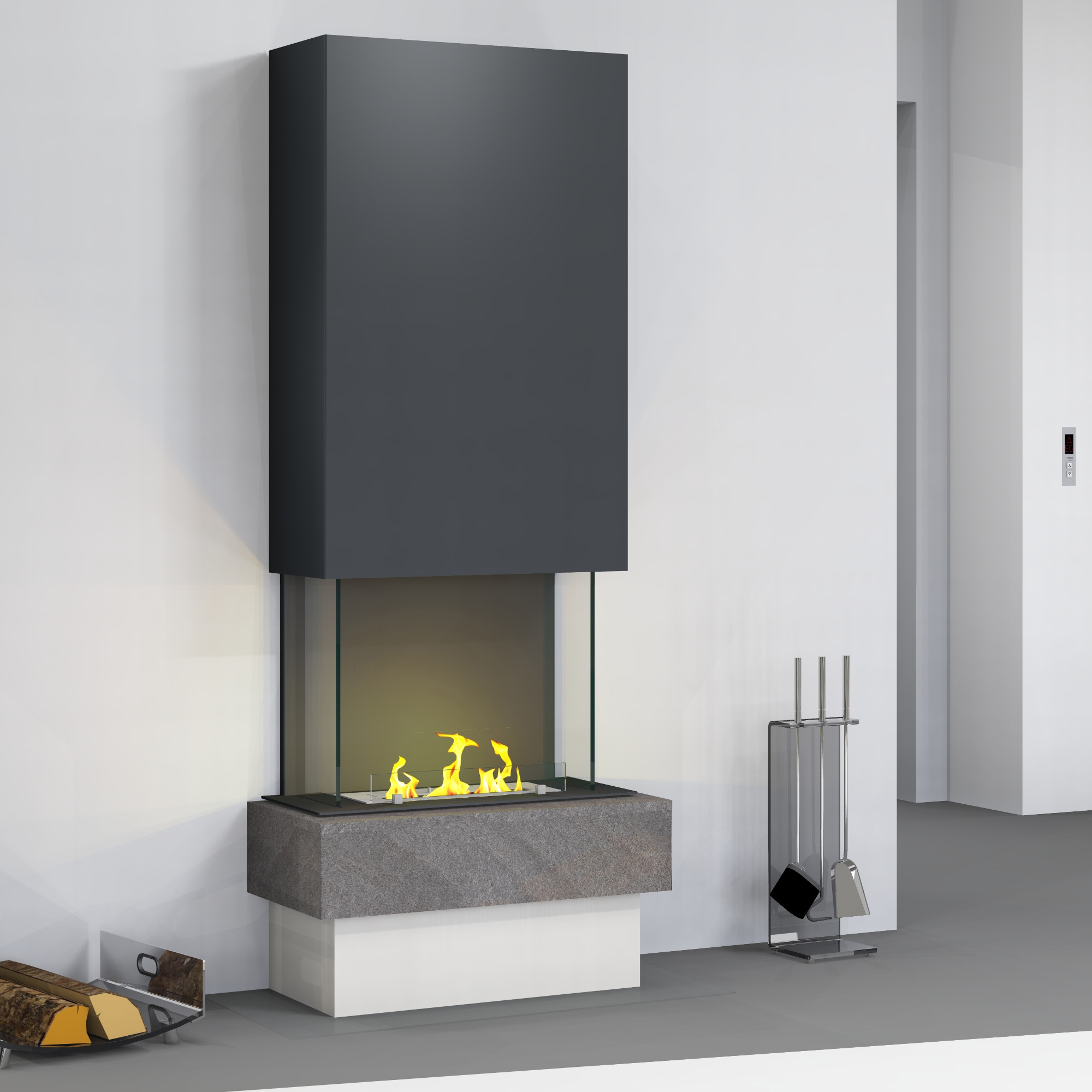 muenkel design Garda [moderner Design Ethanolkamin]: Galaxy (Schiefer dunkelgrau) - safety burner 450 - schwarz-grau