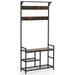 Costway 71 Inch Freestanding Hall Tree with Shoe Bench and 9 Removable Hooks-Rustic Brown