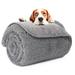 Pawque Dog Blanket 60â€�x80â€� Dog Bed Cover for Large/Medium Dogs Cats Fleece Sherpa Reversible Soft Fluffy Premium Dog Throw for Furniture Bed Couch Sofa from Spills Stains Scratching or Fur Gre