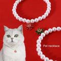 Pnellth Cat Necklace Attractive Exquisite Elegant Flower Pendant Pet Cat Fake Pearl Necklace Pet Supply