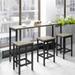 4-Piece Counter Height Extra Long Dining Table Set with 3 Stools-Grey
