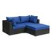 Poundex Furntiure Wicker-Fabric Outdoor Loveseat - Ottoman in Blue