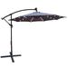 Cterwk 10 ft Patio Umbrella Solar Powered LED Light Sun Shade Waterproof 8 Ribs Umbrella with Crank and Cross Base for Garden Deck Backyard Pool Gray