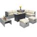 Topbuy 9 PCS Patio Furniture Set with 42 60 000 BTU Fire Pit Outdoor Space-Saving Sectional Sofa Set with Storage Box Off White