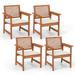 Costway Set of 4 Outdoor Dining Chair Patio Solid Wood Chairs with Comfortable Cushions