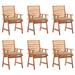 OWSOO Patio Dining Chairs 6 pcs with Cushions Solid Acacia Wood