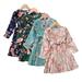 Godderr Girls Lace Princess Dress Toddler Large Flowers Pressed Pleats Dress Kids Lace-Up Casual Dress 2-6Y Long Sleeves Princess Dress