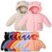 Godderr Boys Girls Bear Printing Down Coats Hooded Cardigan Jacket Knit Top Zipper Winter Down Coats Long Sleeve Solid Color Down Jacket for Baby Toddler 6M-5Y