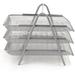 Document Tray Desk Organizer | Stackable File Organizer for Essential Desk Files | Desktop Letter Mail & Paper Holder & Sorter | Sliding Wire Mesh File Tray for Office & Classr - Silver