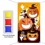 Funny for Adults Children Party Games Banner Halloween Pumpkin Throwing Game Outdoor Toy Play Bean Bags Safe Tossing Throwing PUMPKIN