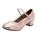 ZTTD Women s Solid Color Buckle Full Sole Rubber Low Heel Thick Heel Dance Shoes Sandals Rose Gold