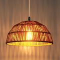 Cinkeda Pendant Lights Twinset with Natural Hand-Woven Rattan Dome - 11.8 x 11.8 x 5.9