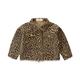 Sunisery Toddler Little Girl Leopard Denim Jacket Long Sleeve Button Down Coat Fall Winter Ouftit Clothes