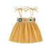Sunisery Toddler Baby Girl Summer Linen Dress Boho Spaghetti Strap Embroidery Floral Dresses Cotton Casual Beach Sundress