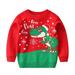 YDOJG Boys Girls Print Sweater Sweatshirts Toddler Christmas Cartoon Dinosaur Santa Prints Sweater Long Sleeve Warm Knitted Pullover Knitwear Xmas Tops For 6-7 Years