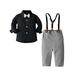 Baby Days Savings 2023ï¼�TUOBARR Toddler Boy Fall Outfits Toddler Baby Boys 2Pcs Clothing Sets Elegant Long Sleeve Shirts with Pants Party Suit Gentleman Clothes Formal Suit Black 18-24 Months