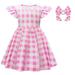 Penkiiy Pink Dress Girls Pink Cosplay Costume Dress Halloween Birthday Party Costumes With Accessories 3-12 Years Toddler Kids Baby Girls Dress