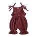 Summer 1 Piece Outfit B aby Girls Boys Cotton Linen Romper Jumpsuit Sleeveless Halter Solid Playsuit Harem Pants Clothes B aby Dresses 3 Months Western B aby Clothes