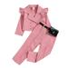 Pimfylm Flare Pants Suit Outfits Babys Clothes Cute Pants 2pcs Suit For Children Pink 90