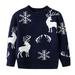 YDOJG Boys Girls Print Sweater Sweatshirts Toddler Christmas Cartoon Deer Snowflake Warm Knitted Sweater Long Sleeve Xmas Tops Knitwear Cardigan Coat For 6-7 Years