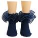 Girls Double Lace Socks Turn Cuff with Big Ruffle Frilly Dress Socks Ankle Socks for Infant Toddler Kids Women 1 Pair