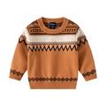 YDOJG Boys Girls Print Sweater Sweatshirts Toddler Children Classic Jacquard Print Apricot Brown Over Winter Long Sleeve Knit Sweater Boys For 18-24 Months