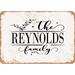 10 x 14 Metal Sign - The Reynolds Family (Style 2) - Vintage Rusty Look