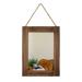 Arikago 16 X 12 Inch Rustic Wood Framed Wall Mirror with Hanging Rope for Farmhouse DÃ©cor for Entryway Bedroom Bathroom Dresser Brown