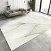 Golden Lines Leaves Texture Area Carpet Modern White Minimalism Art Bedroom Rug Floor Carpet Non-Slip Easy Care Soft Washable Printed For Living Room Boy Girl Tea Table Decor 2 x 3