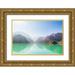 Wilson Emily M. 24x17 Gold Ornate Wood Framed with Double Matting Museum Art Print Titled - Iskanderkul-Sughd Province-Tajikistan Misty mountains above Iskanderkul Lake