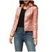 Winter Savings Clearance! Kukoosong Womens Leather Jacket Shacket Jacket Plus Size Faux Motorcycle Plain Zip up Short Coat with Pocket Long Sleeve Casual Collar Outerwear Tops Pink 2XL