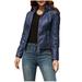 Winter Savings Clearance! Kukoosong Womens Leather Jacket Shacket Jacket Plus Size Faux Motorcycle Plain Zip up Short Coat with Pocket Long Sleeve Casual Collar Outerwear Tops Blue XL