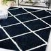 Tahoe Collection Area Rug - 6 7 X 8 7 Navy & White Trellis Design Non-Shedding & Easy Care 1.2-Inch Thick Ideal For High Traffic Areas In Living Room Bedroom (THO676N)