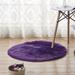 Luxuriously Soft Round Faux Sheepskin Fur Area Rug - Circular Shaggy Rug for Bedroom and Living Room Floor Decor 3ft Diameter - Plush Fluffy Area Rug Elegant Circle Floor Carpet Mat Purple