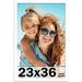 23X36 Frame White Solid Wood Picture Frame Includes UV Shatter Guard Front Acid Free Foam Backing Board Hanging Hardware Wood Square Frame Wall Frames For Family Photos - No Mat