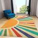 Rainbow Boho Vintage Area Rugs Colorful Yellow Teal Red Purple Indoor Non-Slip Kids Rugs With Anti-Slip Easy Clean Carpet For Living Room Bedroom Kitchen Dining Room Home Office 5 x 7