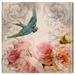 Wynwood Studio Prints Bird Singing in the Evening Floral and Botanical Florals Wall Art Canvas Print Blue 30x30