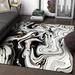 Modern Black And White Marble Area Rugs Abstract Irregular Gold Leaf Bedroom Rug Low Pile With Non Slip Backing Durable Washable Rug For Dining Room Laundryroom Living Room Nursery 3 x 4